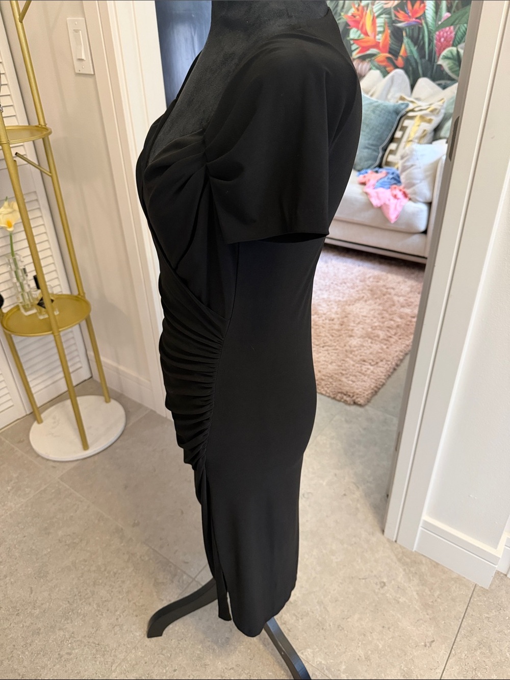 Norma Kamali Classic Black Wrap-Style Women’s Dress - Picture 3 of 6